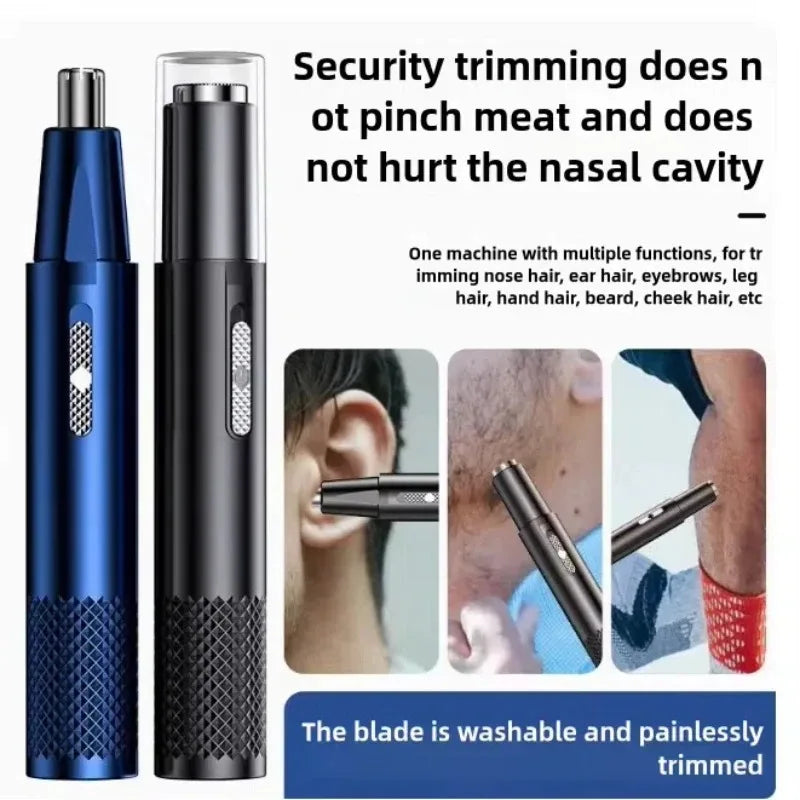 Ear and Nose Hair Trimmer for Men: 360° Rotating Dual-Blade Electric Shaver for Painless Nose, Ear & Facial Grooming