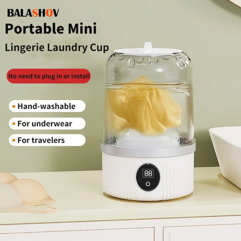 Portable Mini Washing Machine (1L) – USB Rechargeable Laundry Bucket for Underwear, Socks & Travel – Compact & Dehydratable Design
